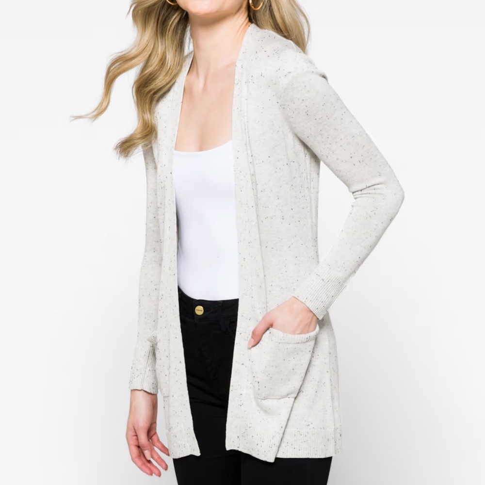 Harper Lane Gray Speckled Open Front Cardigan Sweater XL EUC
